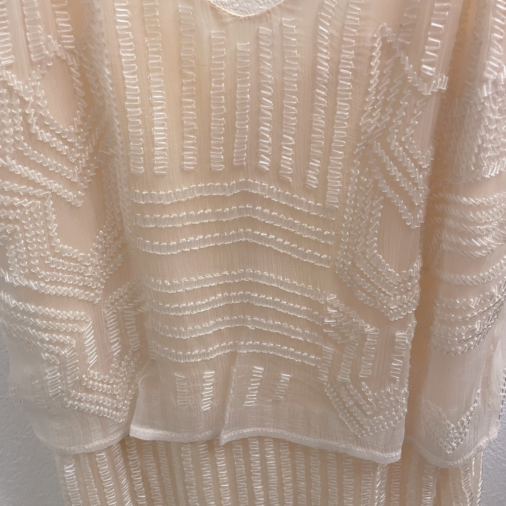 Lulu’s Exclusive New Friends Colony Glass Petals Peach Beaded Dress - Picture 7 of 9
